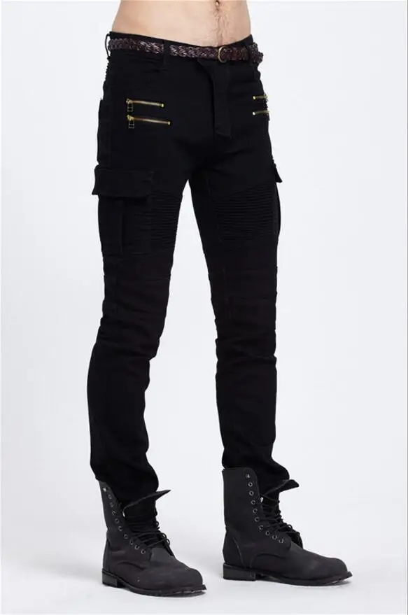 Узкие джинсы CLASSDIM мужские байкерские мотоциклетные брюки из денима