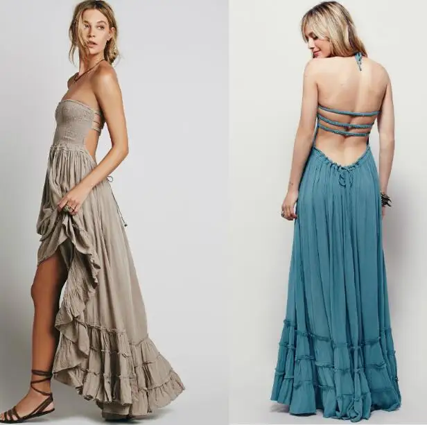 Женское летнее платье макси с лямкой на шее|vestidos mujer|dresses sexy dressbeach dress |
