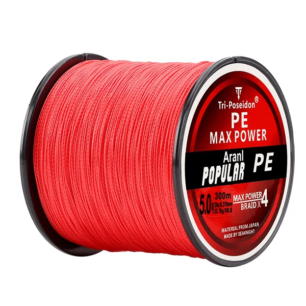 red TriPoseidon 300 м PE плетеная леска 4 нитей леска 8 10 15 20 25 30 40 50 60LB карп - Цвет: red