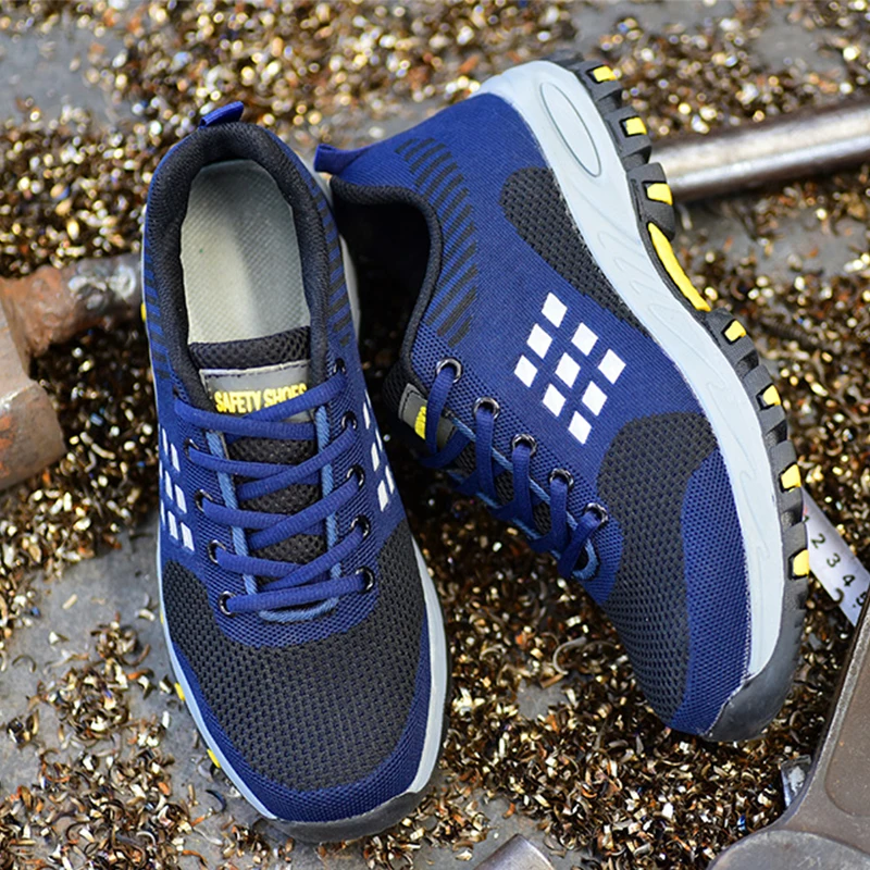 Мужская стальная безопасная обувь эластичная ткань материал верха и проколов