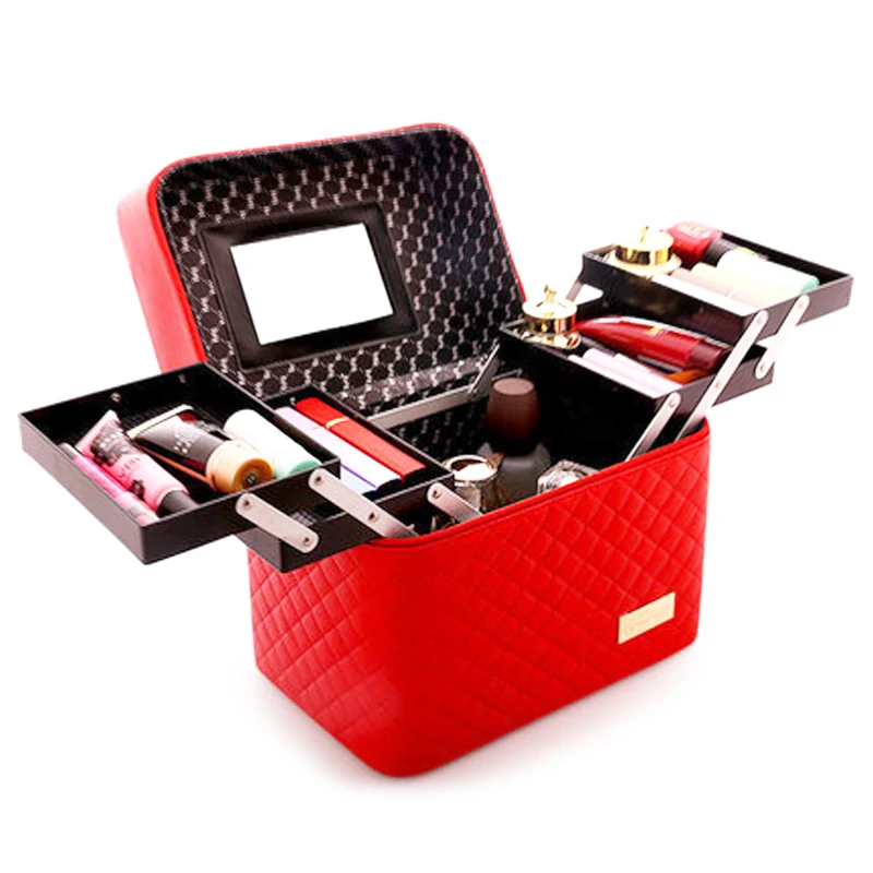 

Women Multi-layer Makeup Bag Large Capacity Professional Cosmetic Bag For Cosmetics Fashion Toiletry Bags Suitcases