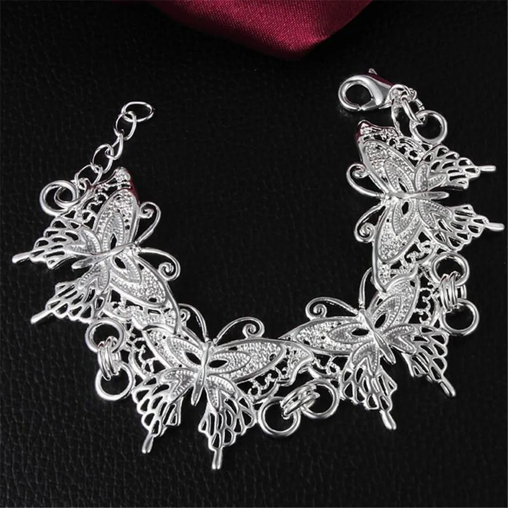 Бесплатная Видеосъемка, серебро 925 пробы, цветные модные ювелирные изделия, оптовая продажа, серебро 925 пробы, цветной женский браслет-бабочка S014