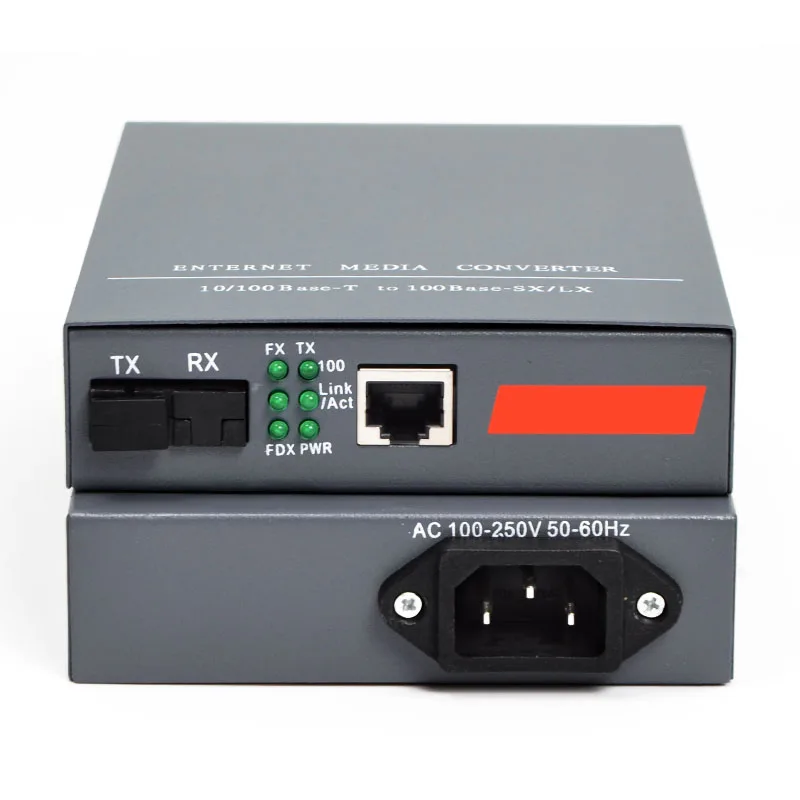 1 пара конвертер Fast Media Ethernet 10/100 Мбит/с одномодовый SC волоконно оптический