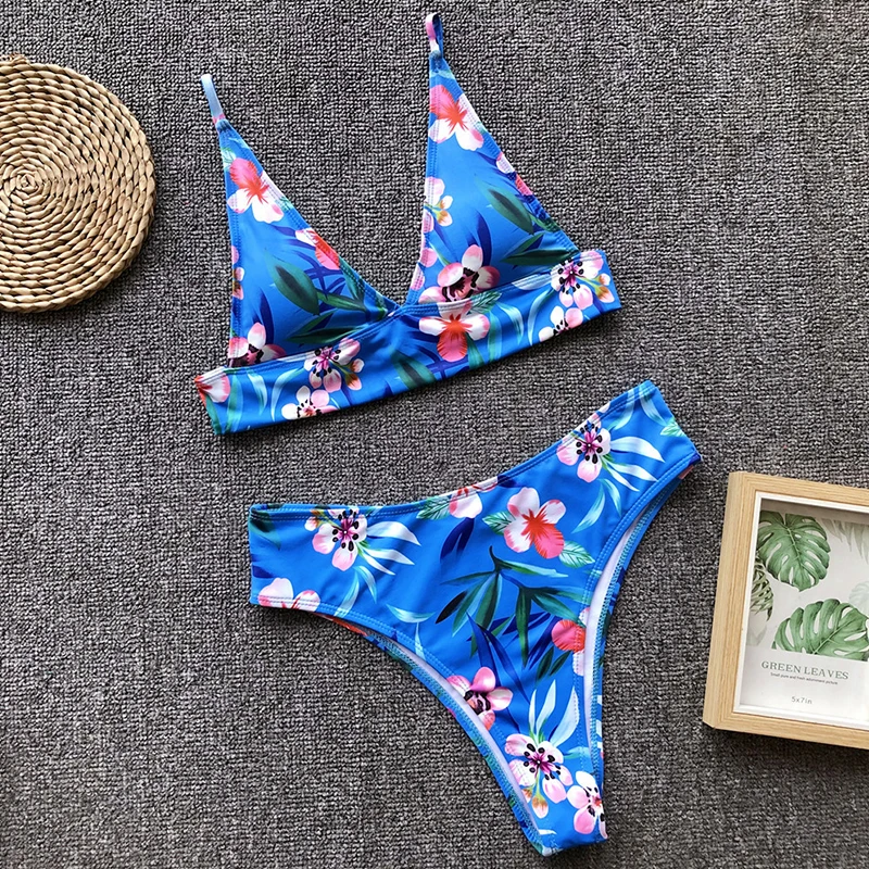 Bikinx, цветочный принт, треугольный Купальник для женщин, купальный костюм, лето, высокая талия, Бразильское бикини, пуш-ап, сексуальный купальник для женщин