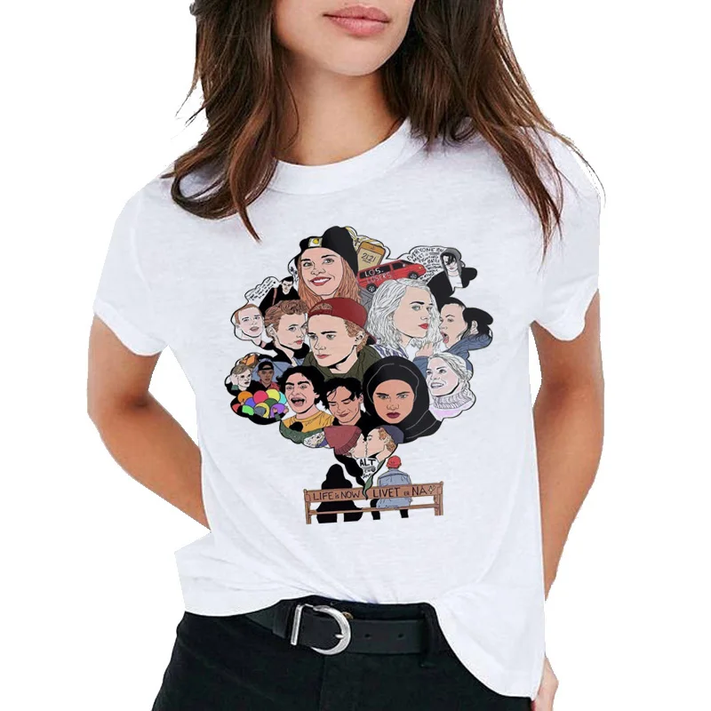 Футболка skam женская с графическим принтом топ в стиле Харадзюку Повседневная