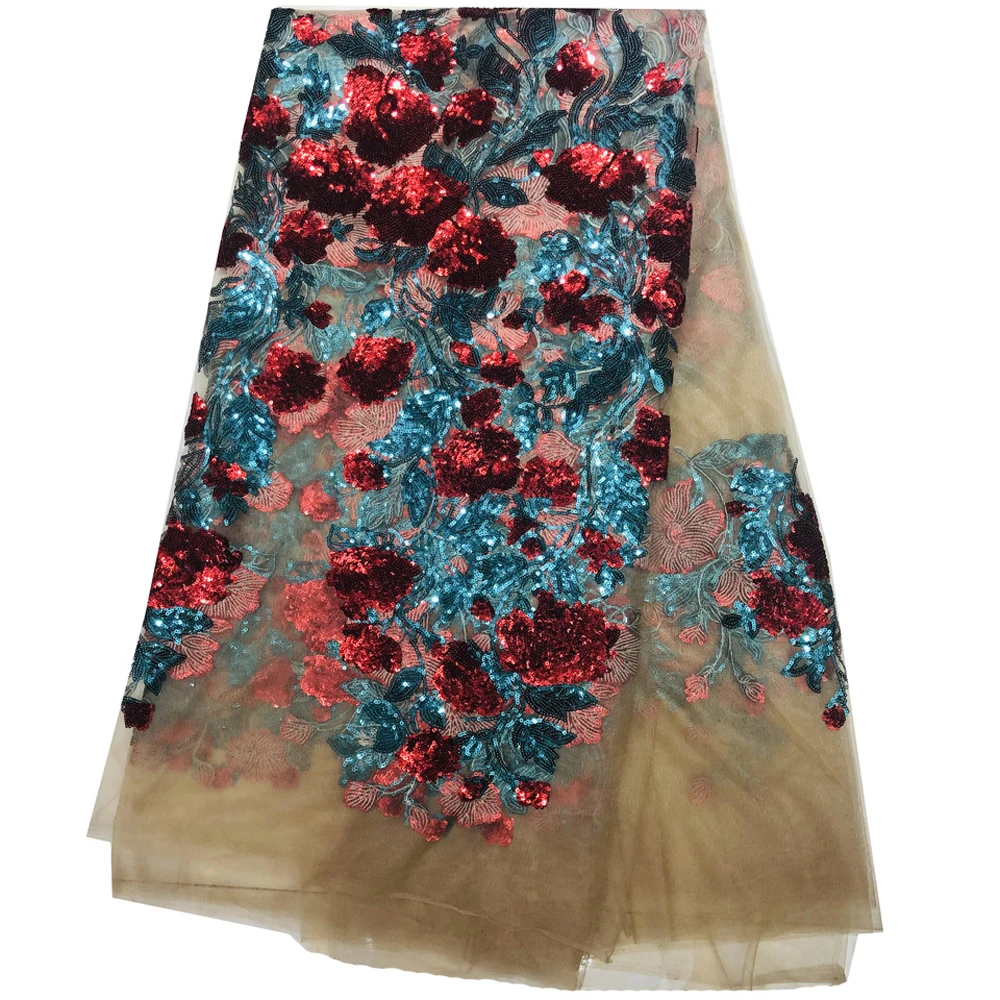 5Yards New African Lace Fabric French Sequins High Quality Sequin 2019 Embroidery | Дом и сад
