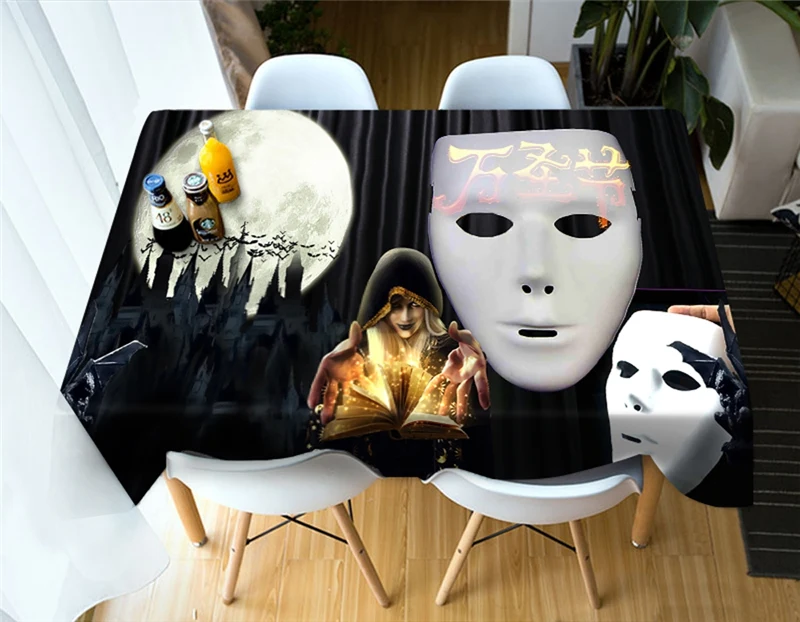 3D Halloween Horror game monster Waterproof rectangle Round Table Cloth Home Decoration Easy to clean Cover Customizable | Дом и сад