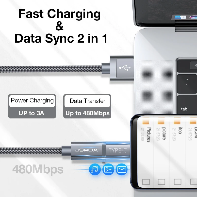 JSAUX usb type-C адаптер, 4-Pack Алюминиевый USB C к Micro USB конвертер разъем с Брелок Зарядное устройство совместимый samsung Galaxy S9