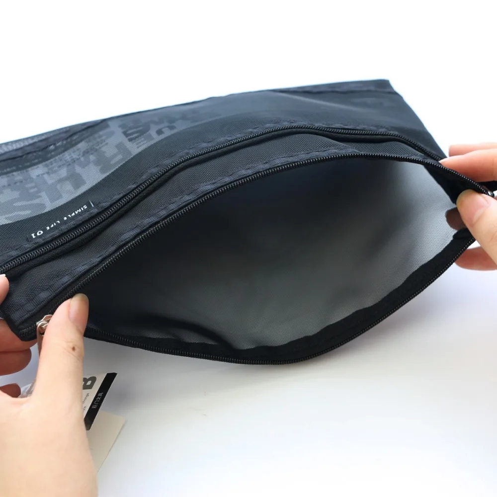 Transparent PVC File Document Bag Folder Grid Double Zipper Student Pen Pencil Storage School Supplies GC05-A522 | Канцтовары для