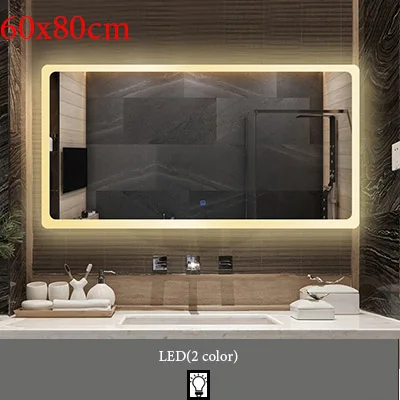 M018A-600x800mm Квадратное стеклянное зеркало для ванной, настенное, умное Сенсорное, противотуманное, светодиодный, туалетное зеркало, Фреска с влагостойким зеркалом для ванной, туалетный столик на заказ - Цвет: M018A-600x800mm