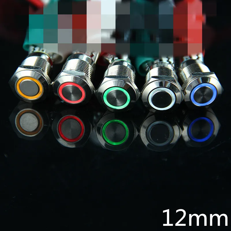 1 шт. 12 мм самоблокирующийся металлический кнопочный выключатель 3V 5V 9V 12V 24V 220V