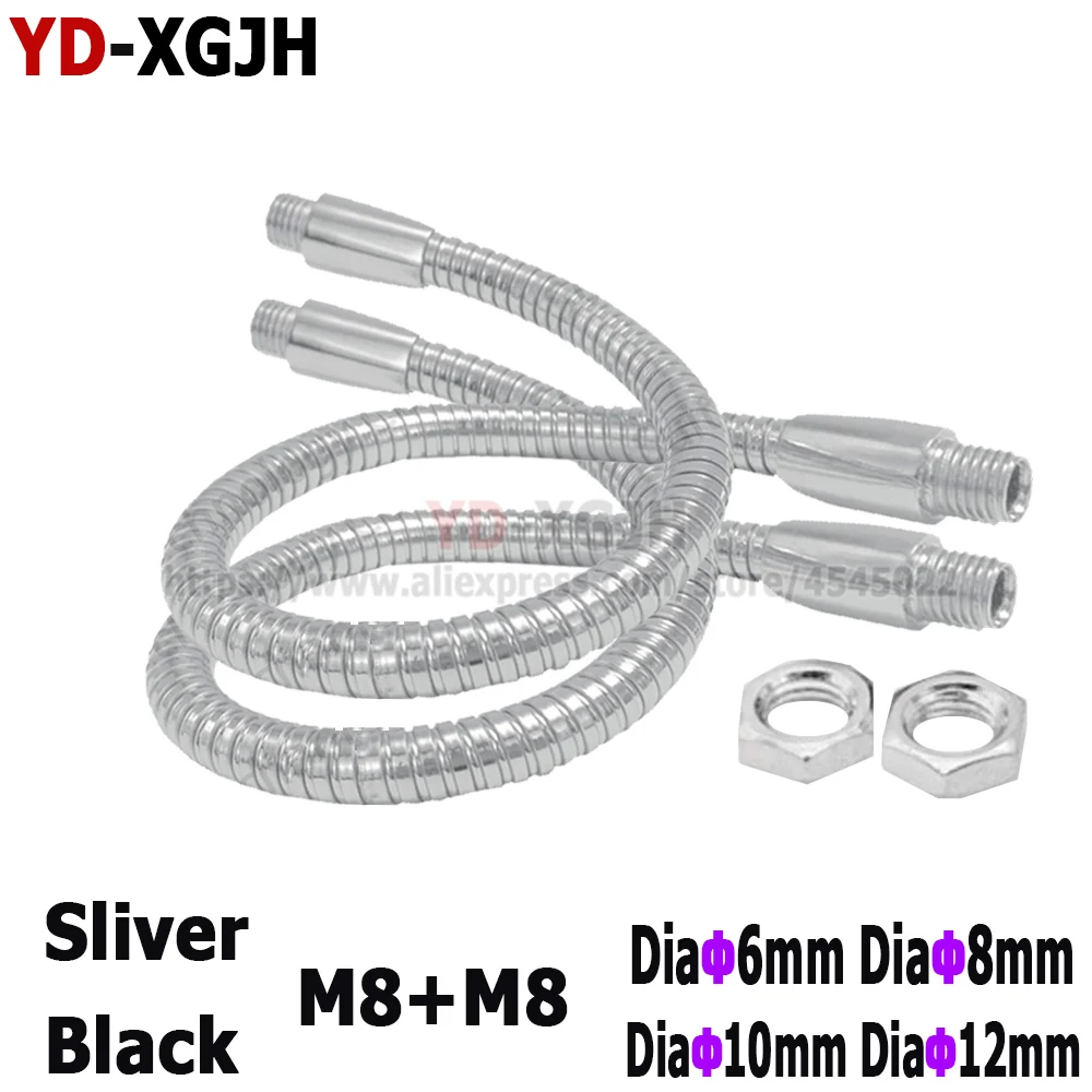 

M8+ Dia6/8mm led gooseneck led flexible holder lamp Chrome/Sliver Black iron hose universal soft pipe Metal serpentine tubes Diy