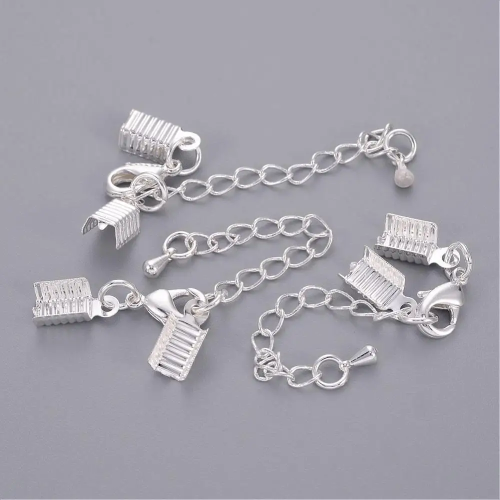 100 шт. латунная застежка и зажим концы набор коготь Омаров с шнуром обжимной