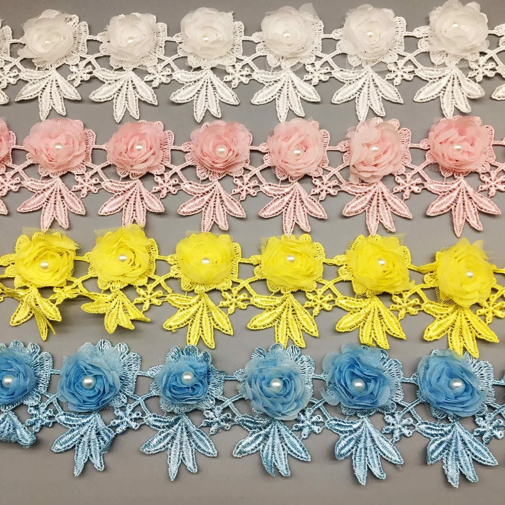 1 ярд жемчужные розы вышитые бисером ручная работа кружевная отделка женские