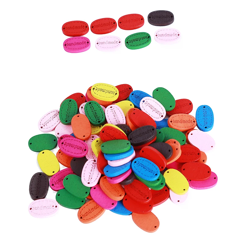 Красочные Случайные Смешанные шаблон ручной работы бренд 2 отверстия деревянные