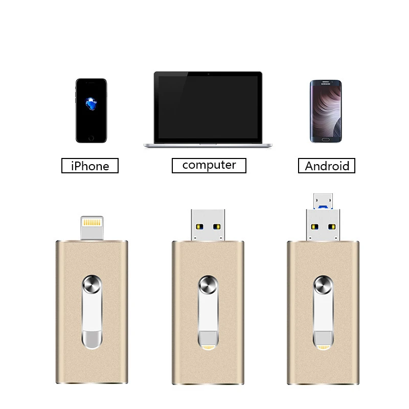 USB флеш накопитель для iPhone 7 8 6 Plus ipad металлический HD карта памяти двойного