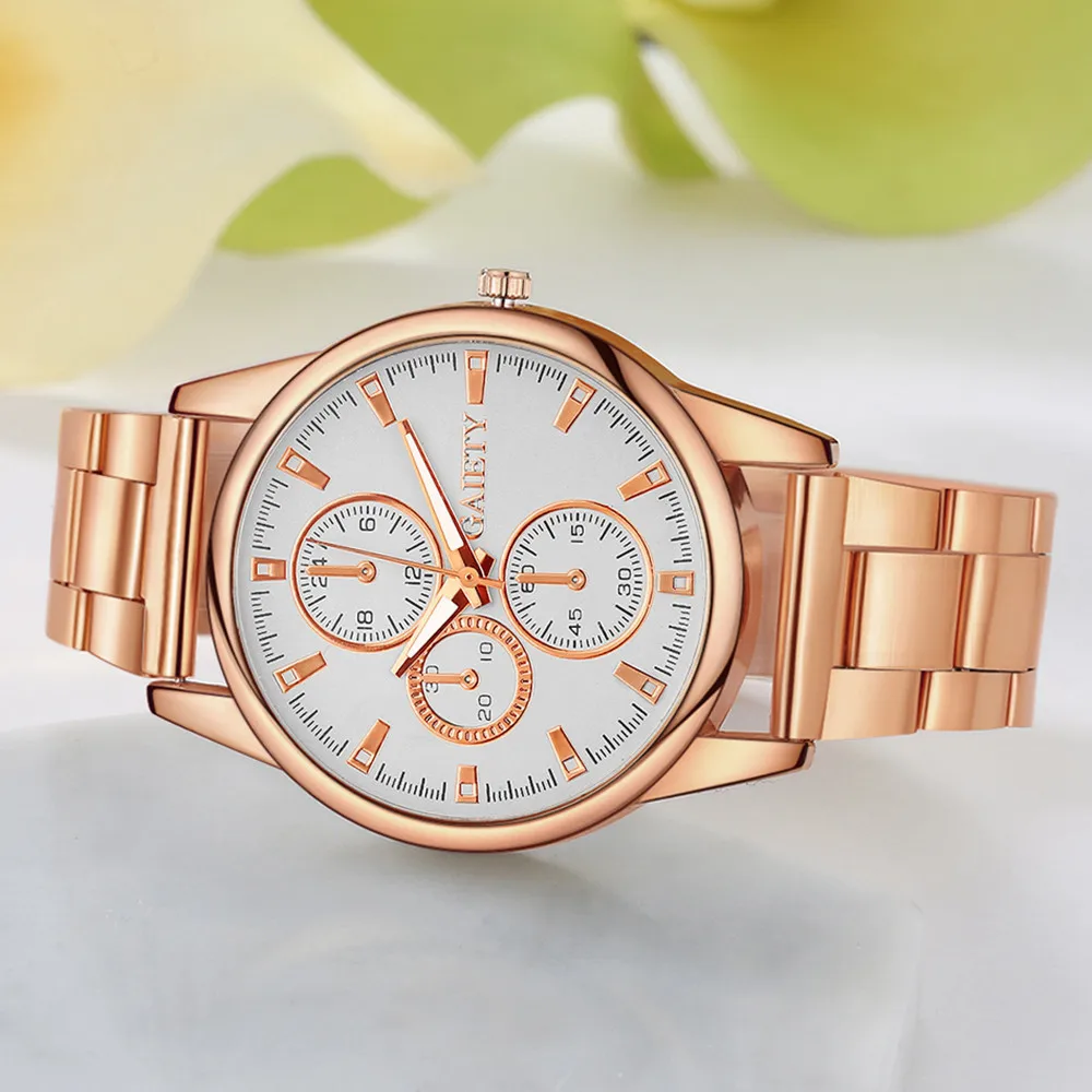 Женские часы большой циферблат женские с модным платьем из нержавеющей стали