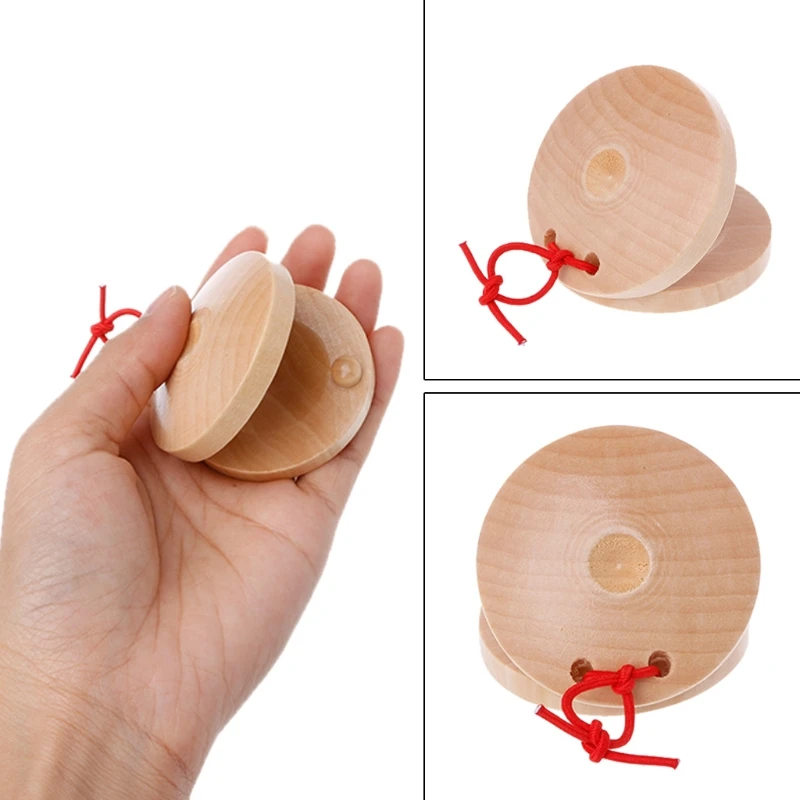 

Wooden Castanets Wood Percussion Flamenco Musical Instrument Kids Children Toys