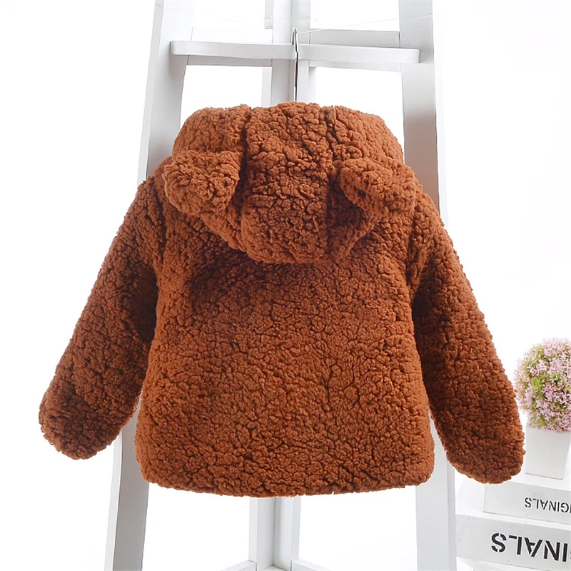 Детский жилет с ушками медведя на осень и зиму пальто из искусственного меха для