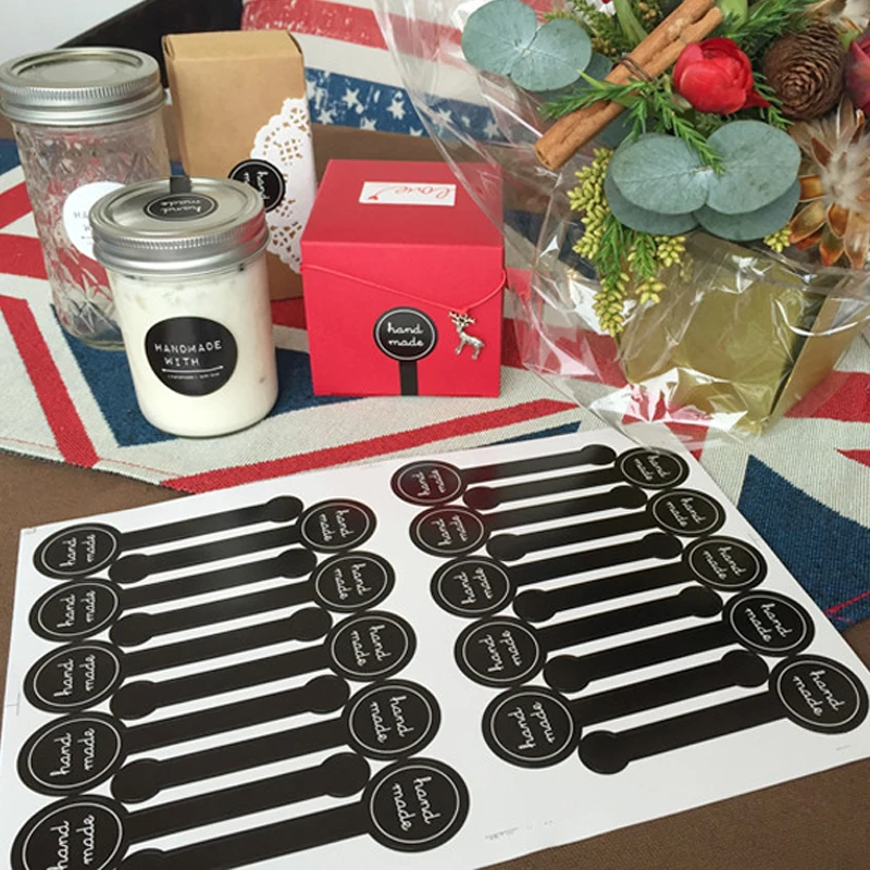 10x3 см черно-белая наклейка ручной работы печать ярлык этикеток 200 шт. этикетки