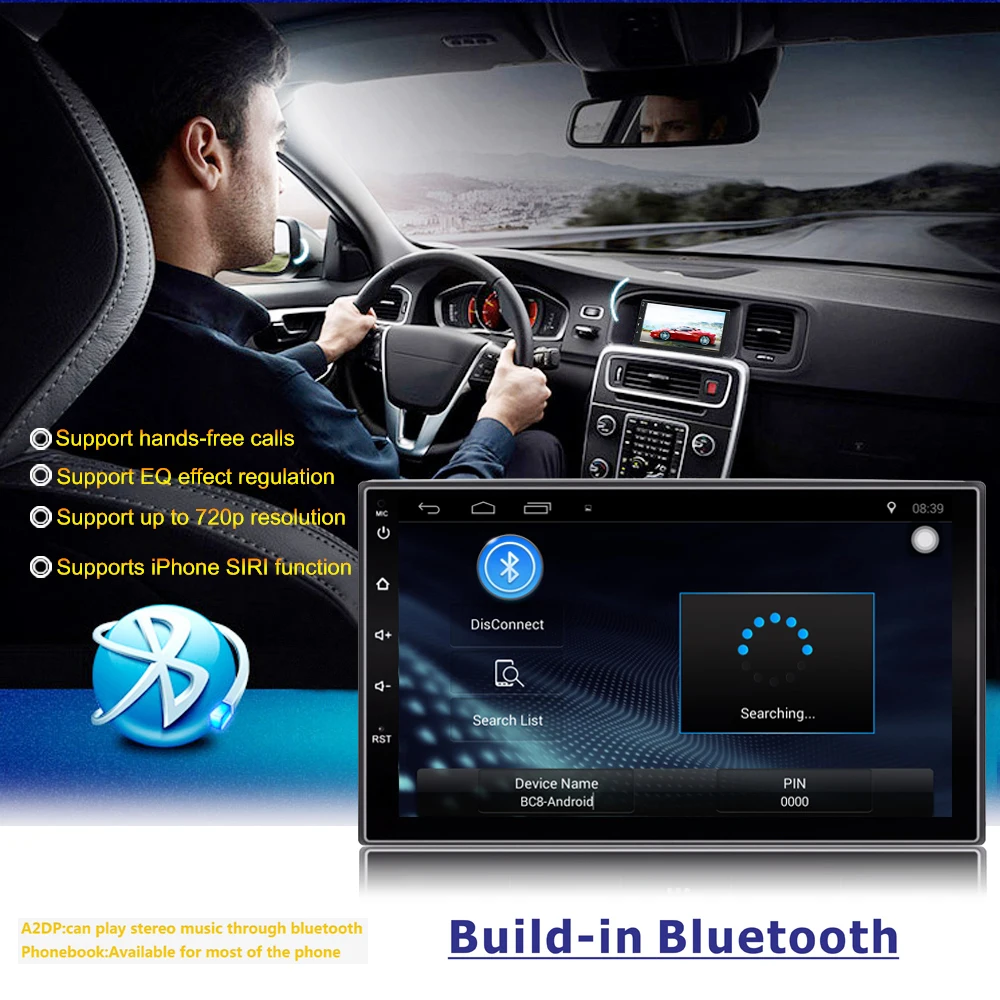 Универсальный " 2din Android 7,1 Автомобильный dvd Радио Bluetooth Стерео gps Авторадио 1080P SWC Touch RDS FM AM Mirror Link DVR dash камера