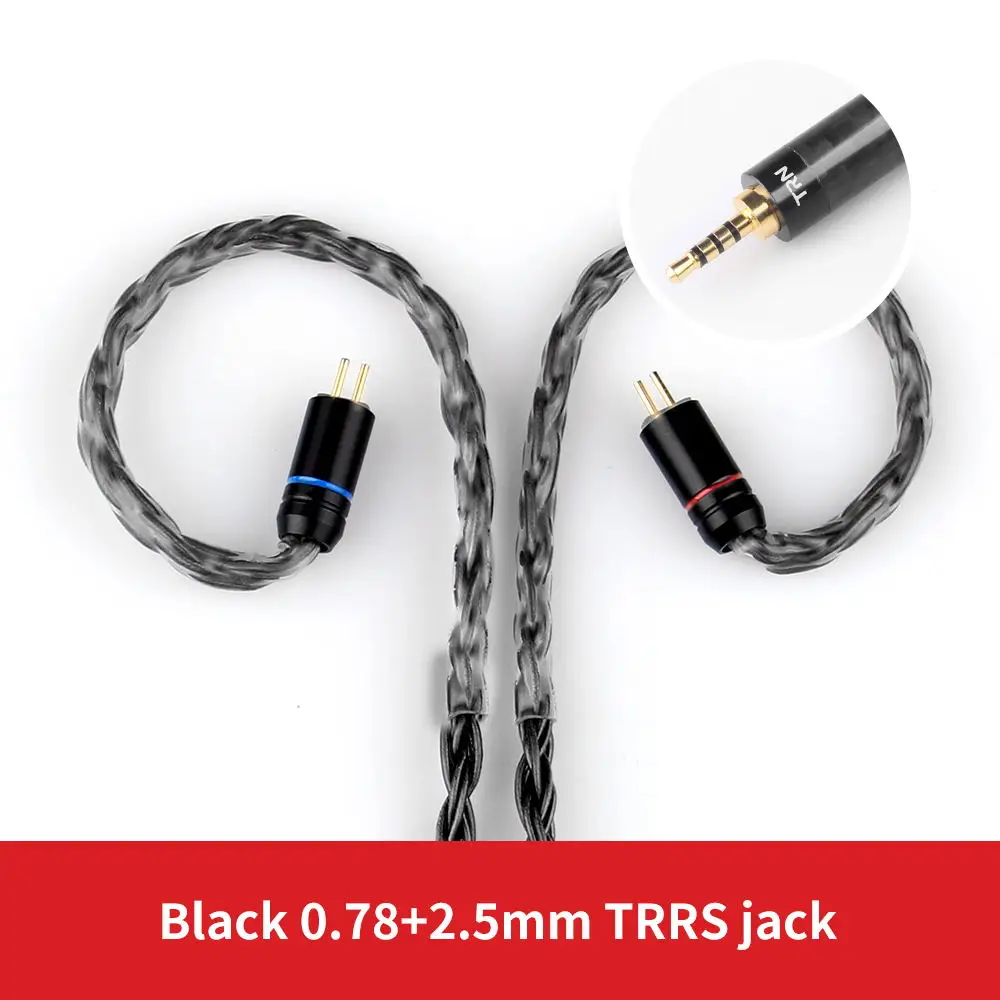 Black 2.5MM 0.78PIN AK лампа указателя T2 16 Core с серебряным покрытием обновления HIFI кабель 3,5/2,5/4,4 мм разъем MMCX/2Pin разъем для лампа указателя V80/V30/IM1/IM2/X6 олова T2 - Цвет: Black 2.5MM 0.78PIN