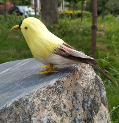 Желтые и серые перья искусственная птица около 12 см ручная работа реквизит