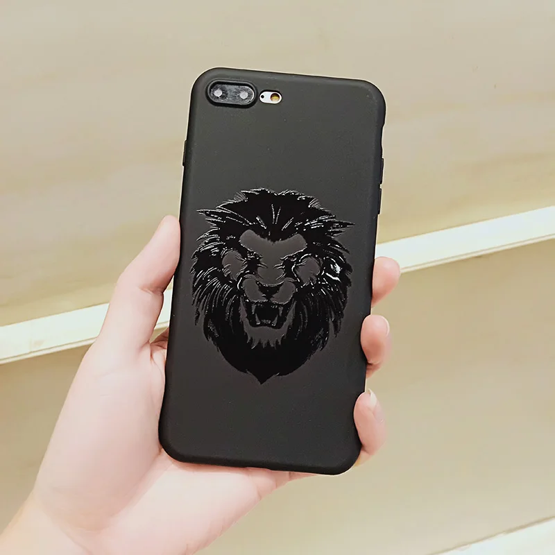 Модные животные тигр Лев волк олень чехол для iPhone X XS Max XR черный матовый Мягкий