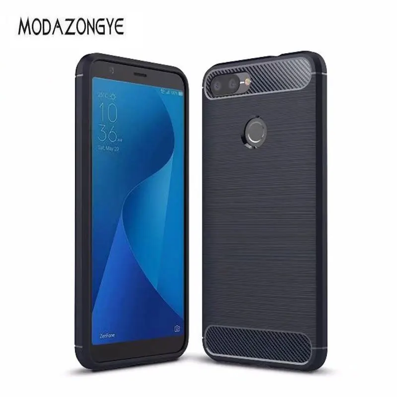 Чехол для Asus Zenfone Max Plus M1 мягкий из углеродного волокна противоударный | Мобильные