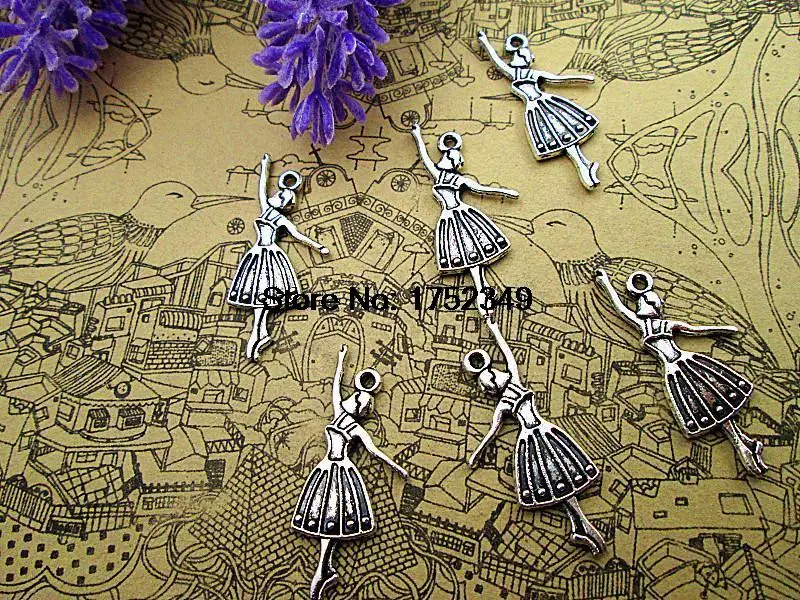 Подвески для танцовщицы подвески в античном тибетском стиле балерины 32x13 мм 25 шт.
