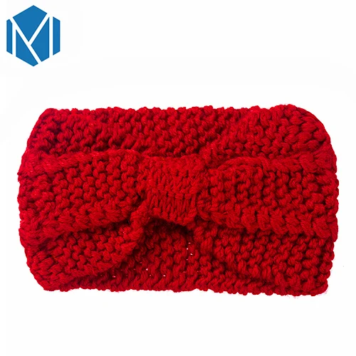 Style 1 red M MISM, модная женская широкая вязаная крючком, ручная работа, тюрбан, зимние теплые уши, вязанная повязка на голову, одноцветная повязка на голову, аксессуары для волос - Цвет: Style 1 red