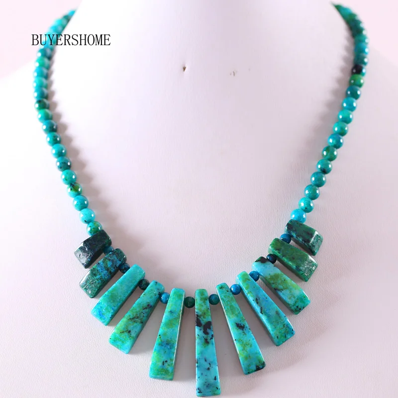 Blue Azurite Новые Модные ювелирные изделия без ярлыков Бусы из натурального камня песчаник опал азурит Малахит ожерелье 1" 1 шт - Окраска металла: Blue Azurite