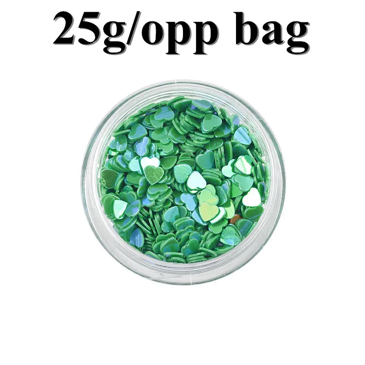green as photo 25 г 3 мм многоцветный сердце свободные блестки для дизайна ногтей маникюр пудра с эффектом блеска DIY ювелирные украшения, товары для вечеринки 12 видов цветов/лот - Цвет: green as photo