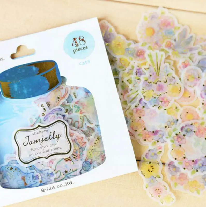 48 шт./упак. подельные стикеры сладкий дрейфующая бутылка серии сусального золота