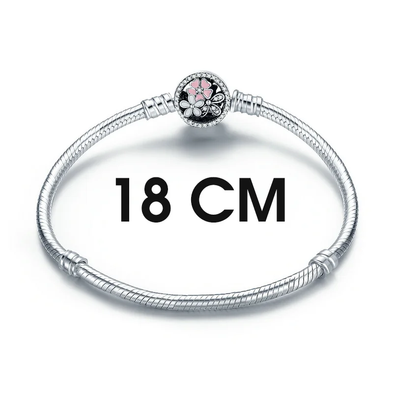 18CM Length BISAER, Настоящее серебро 925 пробы, Женский Змеиный браслет с цепочкой и бусинами& браслет для шармов, роскошные ювелирные изделия Pulseira WEUS902 - Окраска металла: 18CM Length