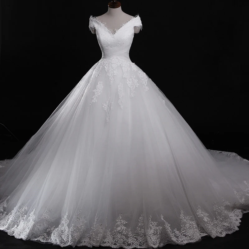 Vestido De Noiva роскошное кружевное свадебное платье принцессы с открытыми плечами