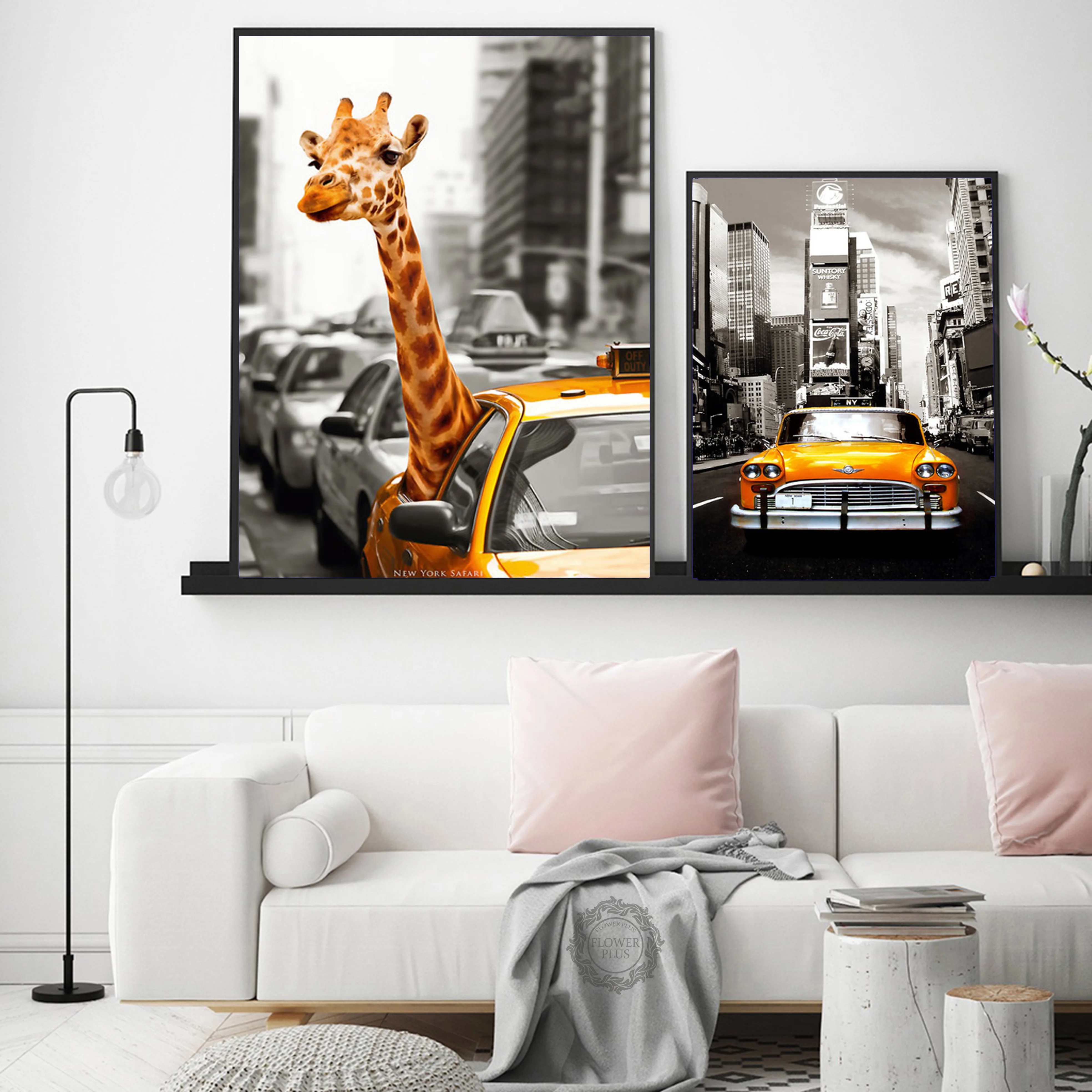 Винтажные настенные картины Нью Йорк жираф такси Лондон пейзаж скандинавские