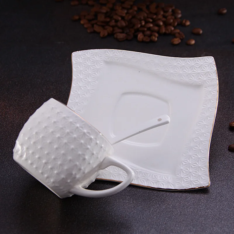 Высококачественные резные керамические кофейные чашки позолоченная кофейная