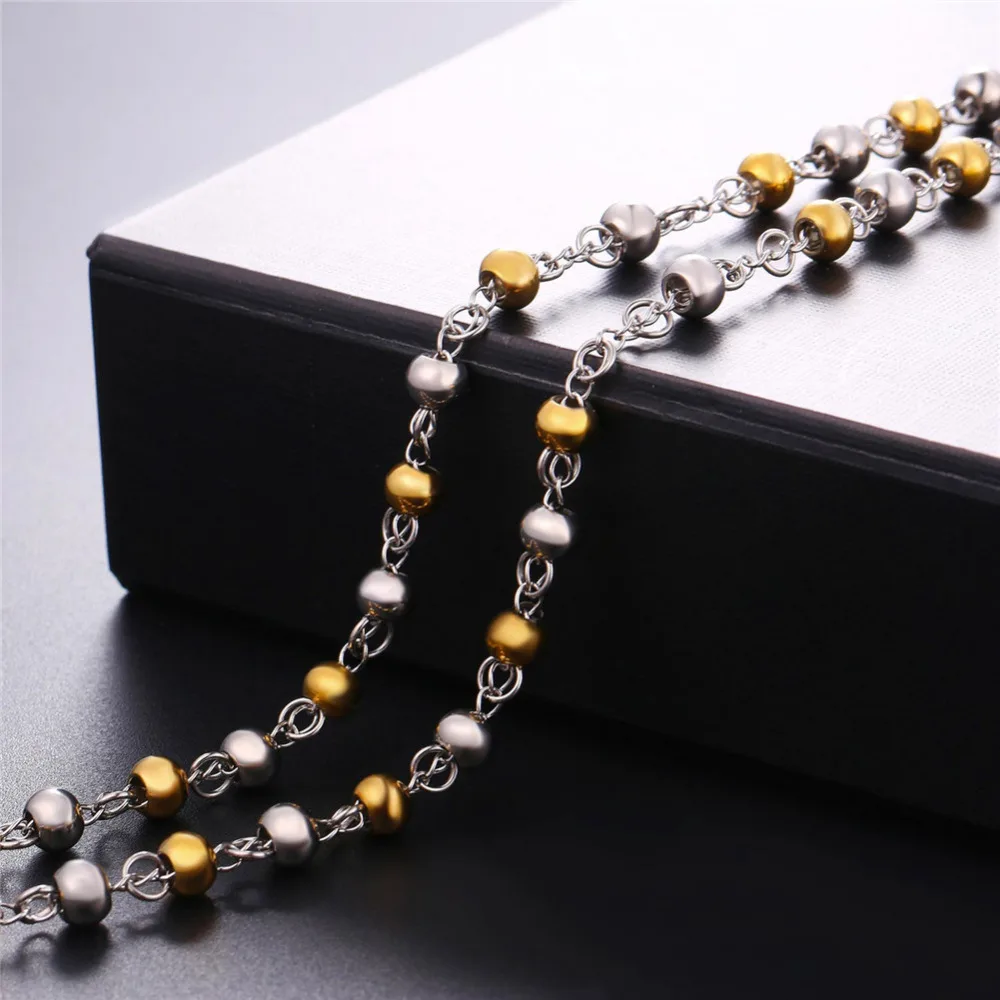 U7 Длинное Ожерелье С Подвеской Крест Для Мужчин/ Женщин Стальное Ожерелья Оптом