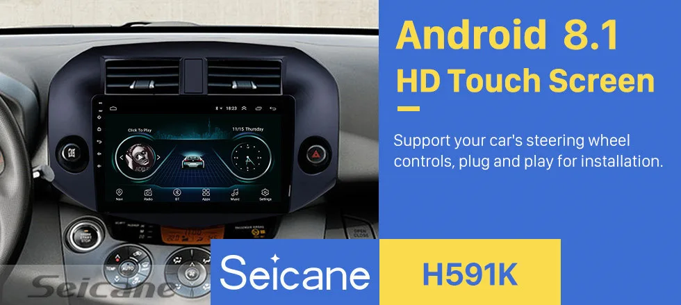 Seicane Android 8,1 2Din мультимедийный плеер 10,1 дюймов gps Автомагнитола для 2007 2008 2009 2010 2011 Toyota RAV4 авто стерео USB Wifi