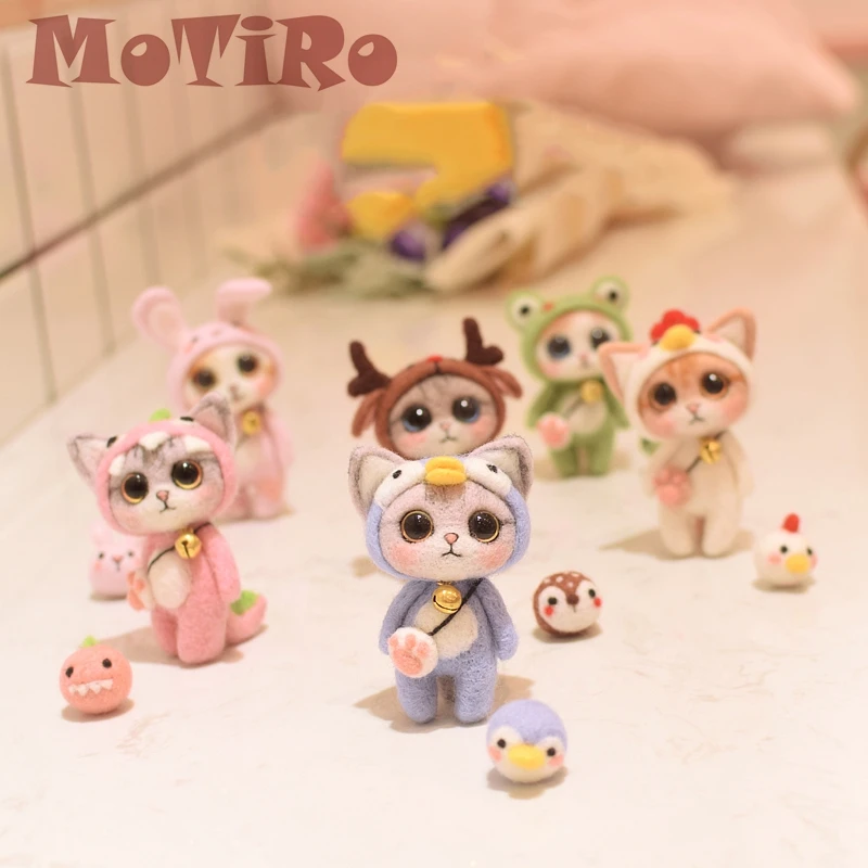 MoTiRo, войлочный материал, сделай сам посылка, мультяшный Кот, рисунок, шерсть, войлок, для начинающих с инструментами, учебник