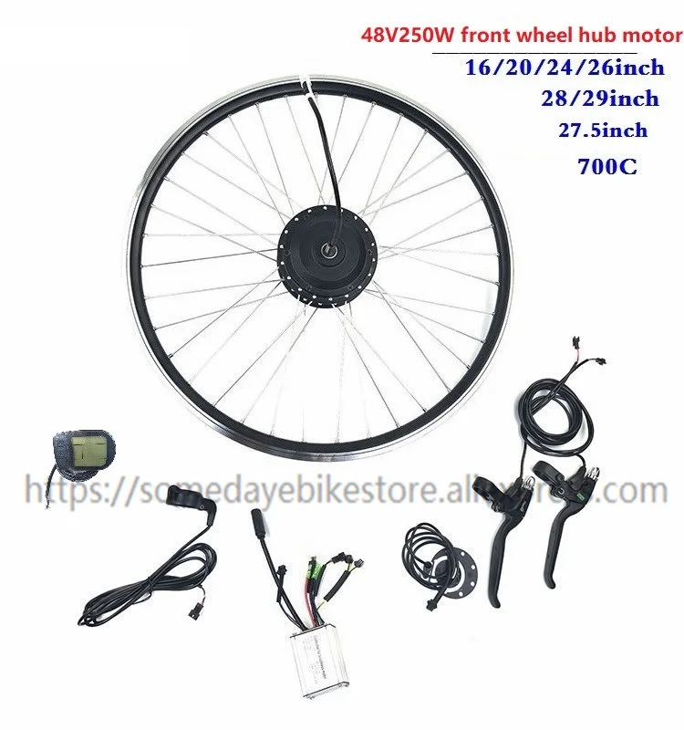 Когда-нибудь для е-байка conversion kit 16 20 24 26 27,5 28, 29, 700C 48V250W, фара для электровелосипеда в передний привод с LCD5 дисплей
