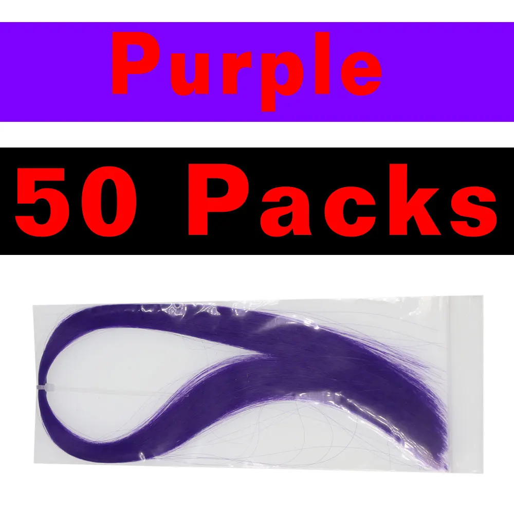 Purple 50 packs Bimoo 50 пакетов синтетический волоконный стример для мягкого изготовления приманки Sabiki Fly Jigs крючки рыболовный крючок Бактейл материал для рыбалки - Цвет: Purple 50 packs