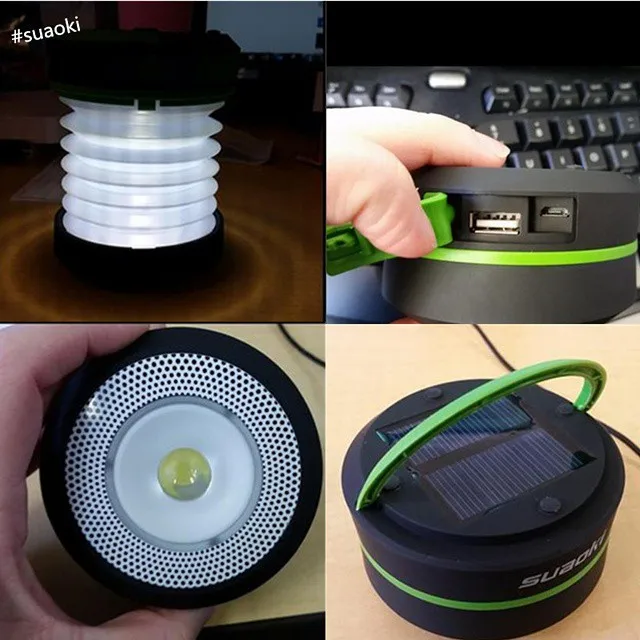 Suaoki Солнечный походный складной фонарь USB и Перезаряжаемый светильник на солнечной батарее вспышка светильник фонарь светильник водостойкий фонарь