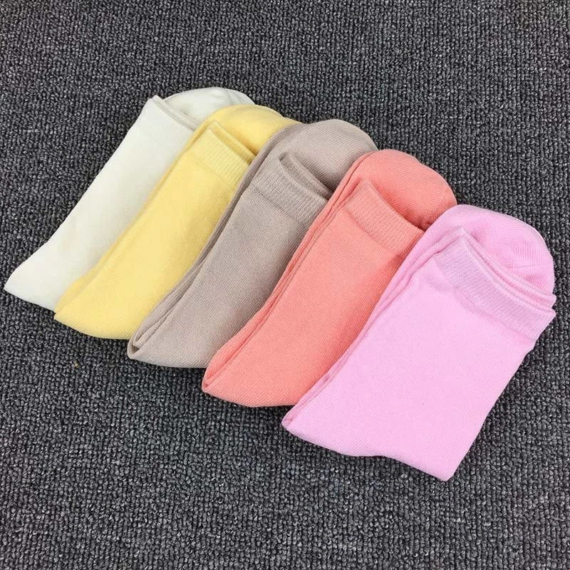 Лот из 5 пар однотонные Хлопковые женские повседневные носки | Женская одежда