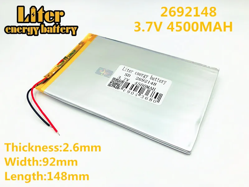 Большая емкость 3,7 V планшет батарея 2692148 4500 mah каждый бренд планшет универсальный перезаряжаемый литий-полимерный аккумулятор