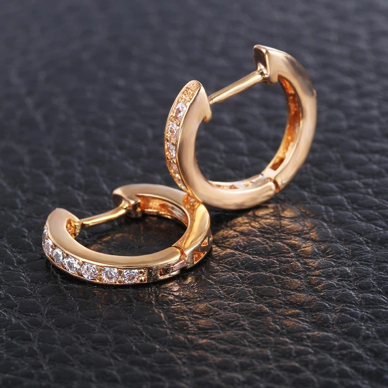 Модные золотые цвет обруч серьги для женщин настоящий австрийский Кристальный