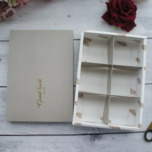 5 pcs boxes 22*15*5 см, 5 шт., элегантная серая Золотая бумажная коробка с листьями удачи, макарон, шоколадное печенье, свадьба, день рождения, Рождественская вечеринка, подарочная упаковка - Цвет: 5 pcs boxes