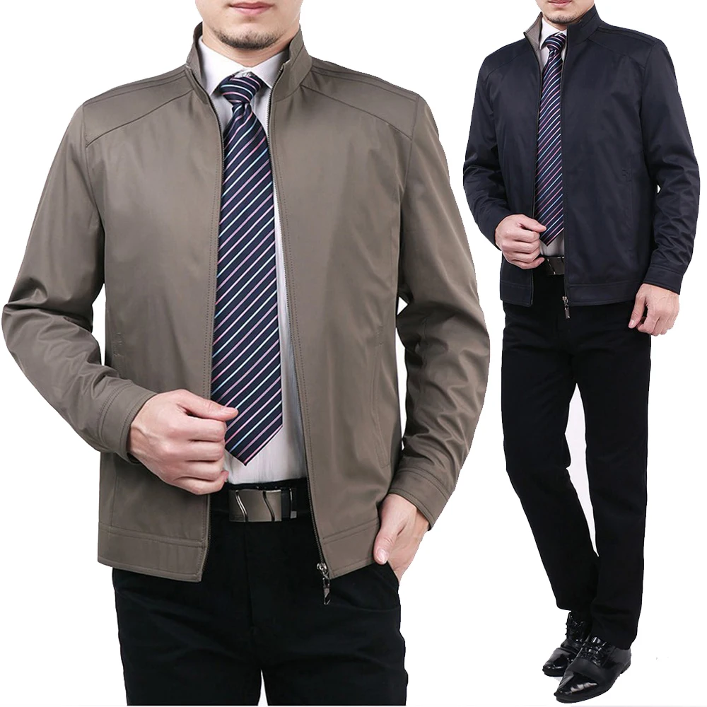 Good quality Spring and Autumn Men's Jackets elderly Business casual OutdoorWear Male Zipper Overcoats Solid men clothes Coats |