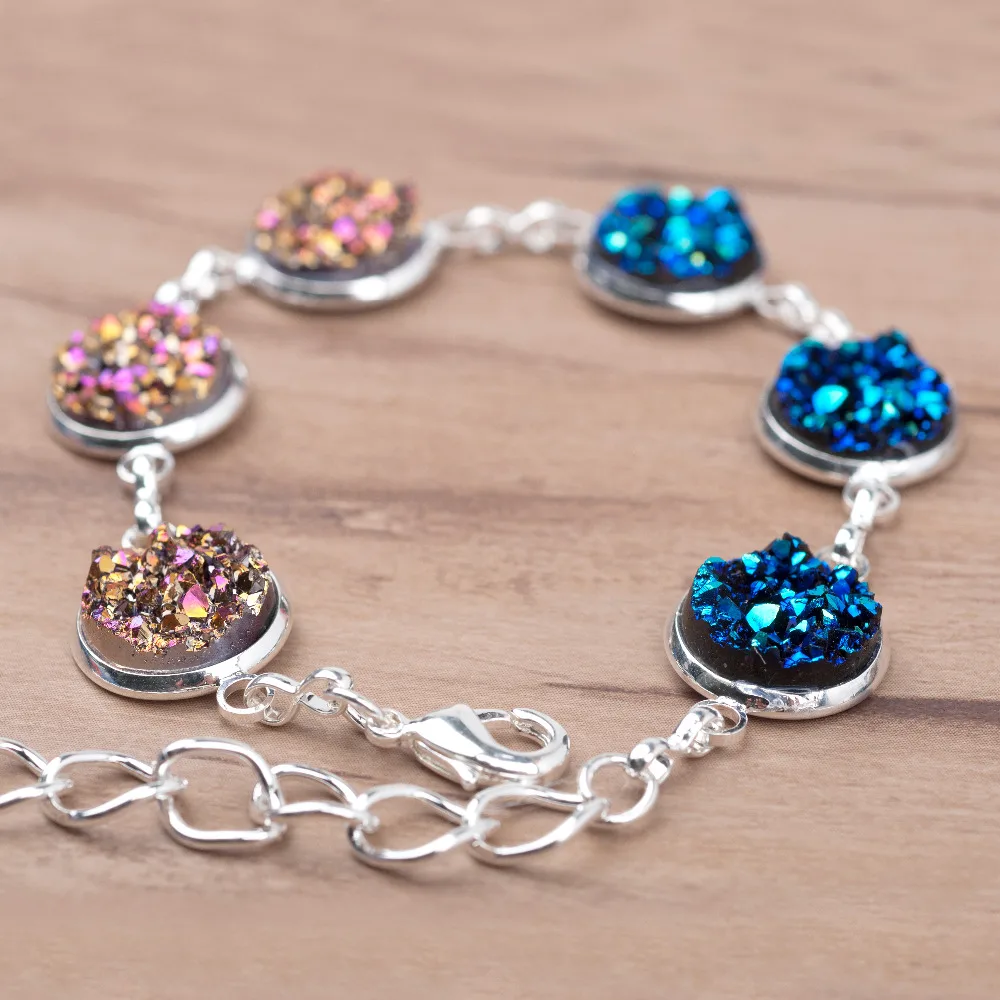 Браслет ручной работы &quotЗвездная ночь&quot 8 сезонов кабошон винтажный браслет с цепочкой 18 см модный